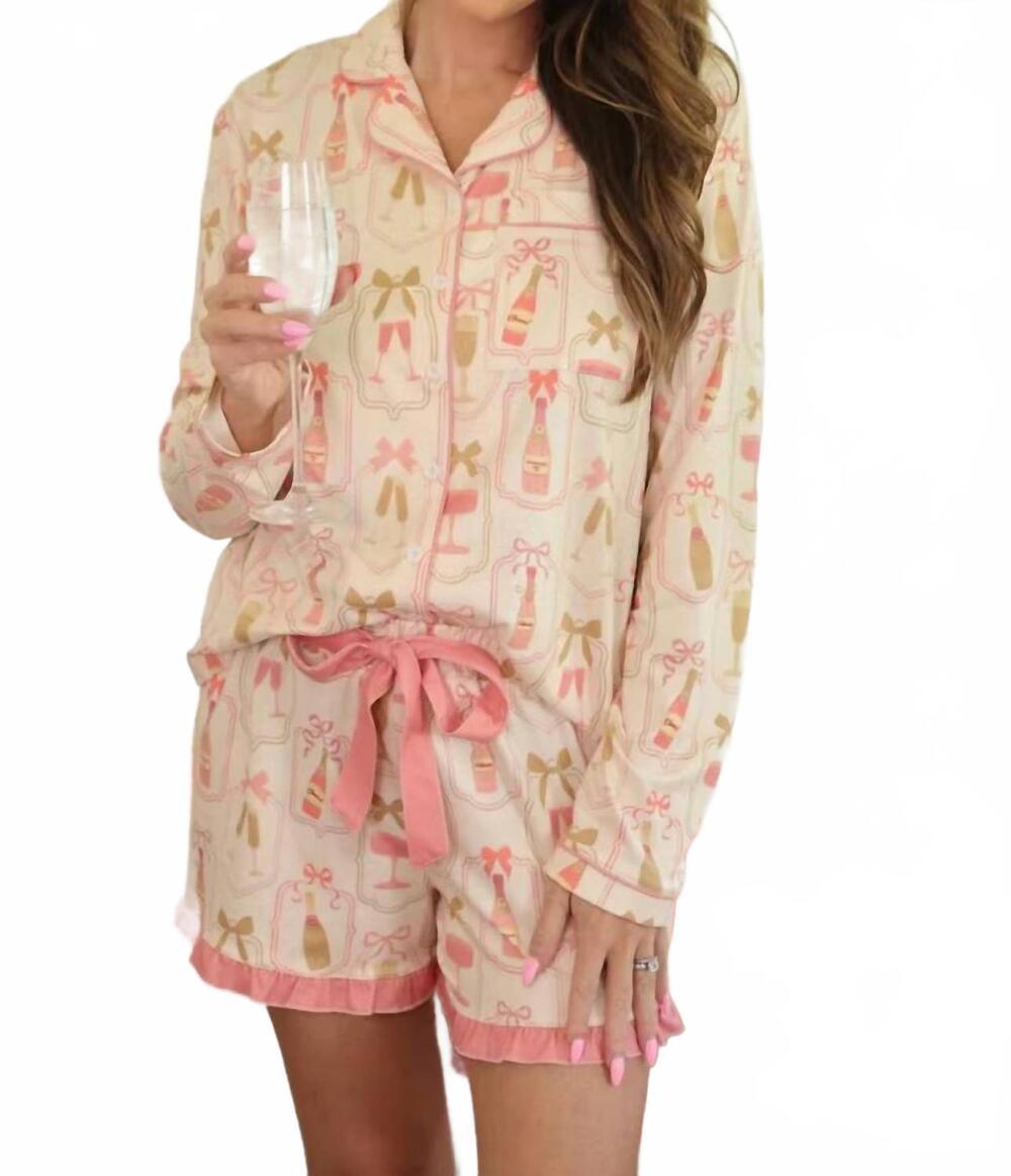 NEW JESS LEA bows and bubbly pajama set in pink